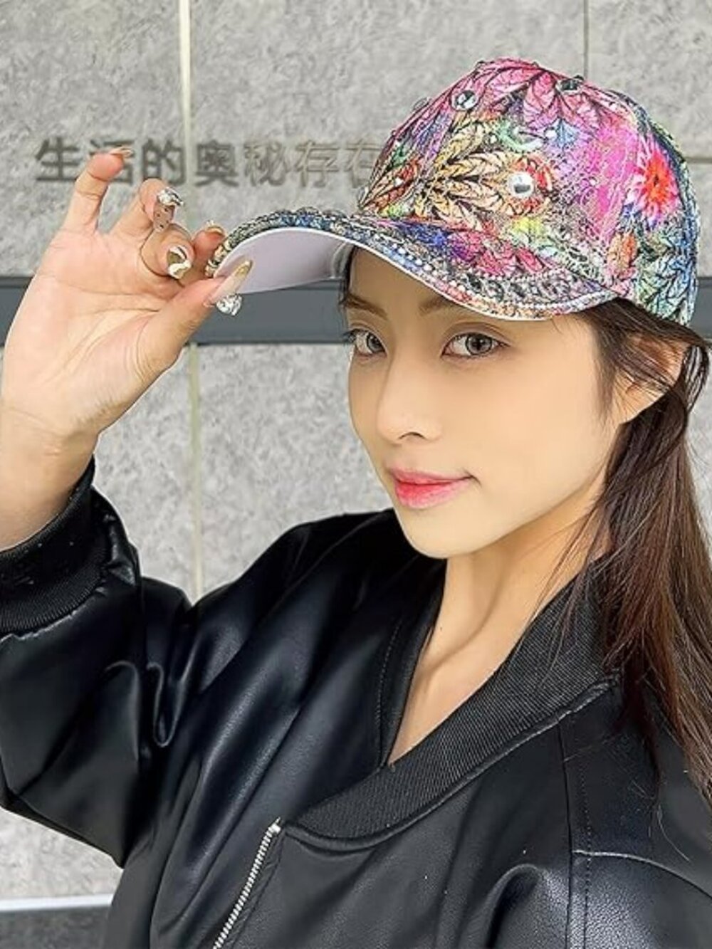 Bling Rhinestone Baseball Cap Summer Flower Baseball Hat Adjustable Colorful New